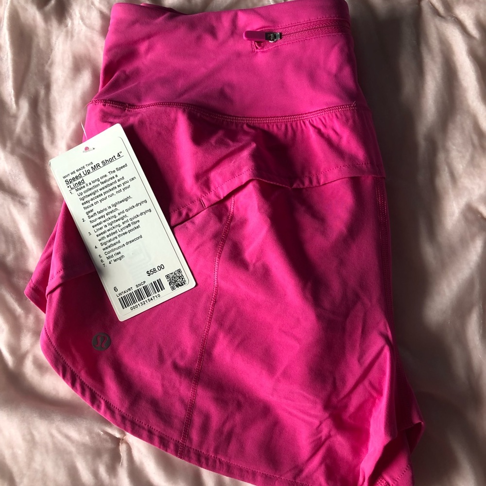 Lululemon Sonic Pink Speed Up Mid-Rise 4” size 6